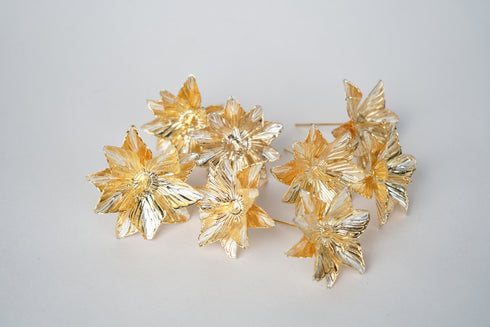 Pure Silver Shiny Golden Flowers 7g 1 Pcs